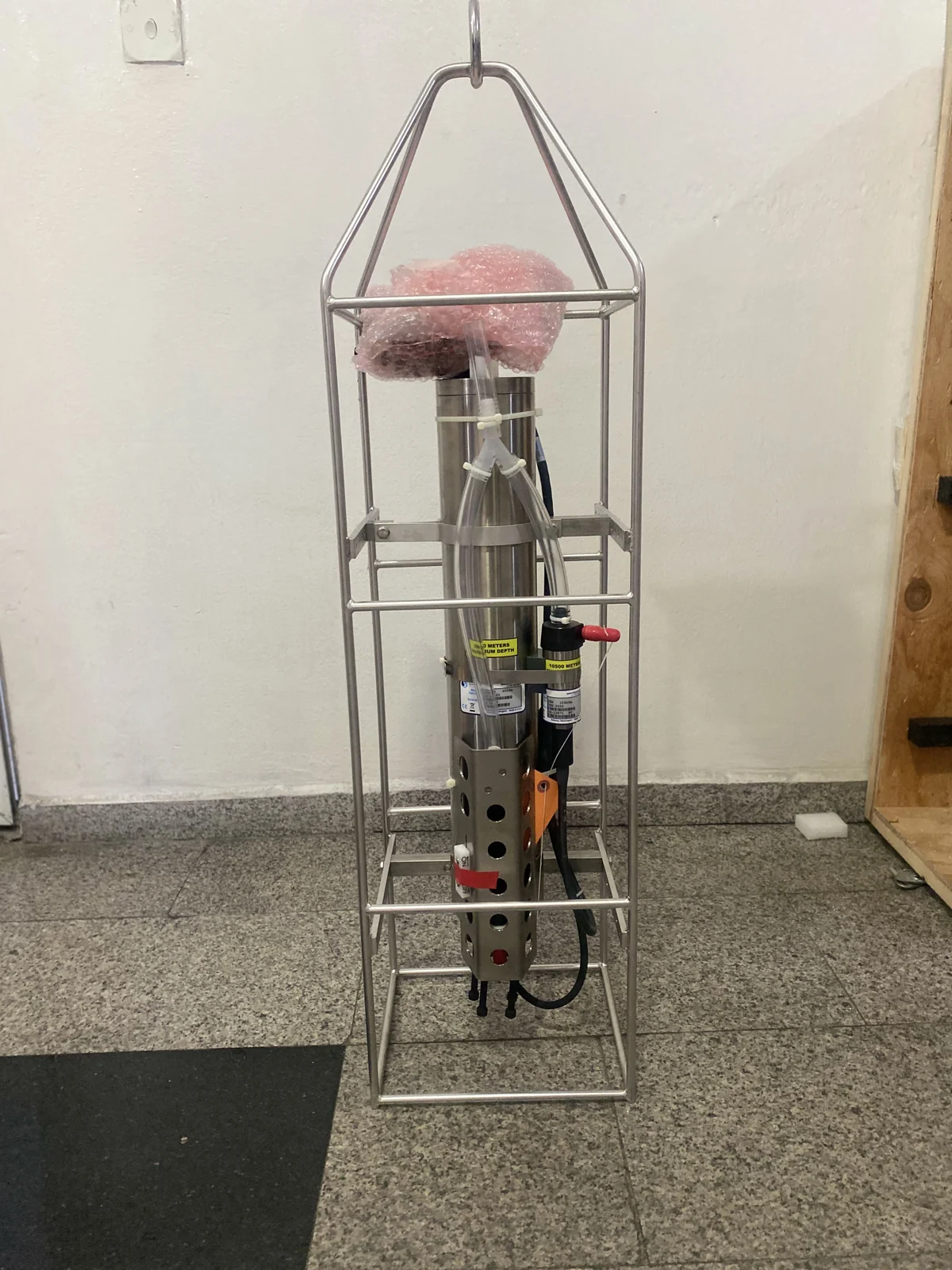 CTD profiler housed in its protective frame